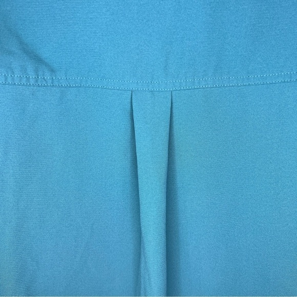 Large Vintage Laura Scott Teal Blue Long Sleeve Button Down Top Roll Tab - Picture 6 of 9
